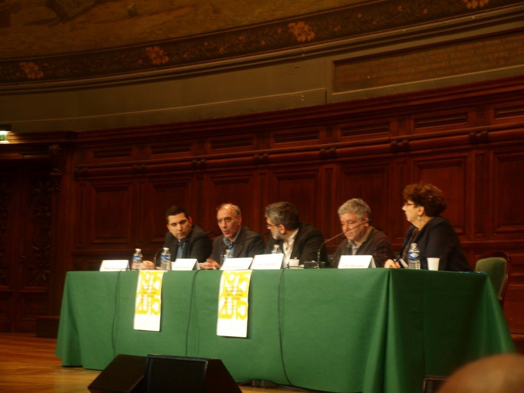 (L-R) Mikaël Nichanian, Raymond Kévorkian, Gaïdz Minassian, Hamit Bozarslan, and Claire Mouradian (Photo: Fiona Guitard)