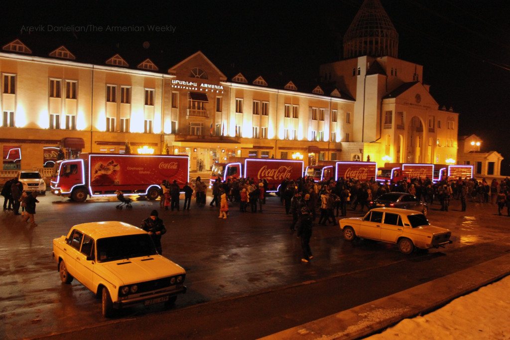Coca Cola’s holiday advertising campaign in Stepanakert  (Photo by Arevik Danielian, The Armenian Weekly)