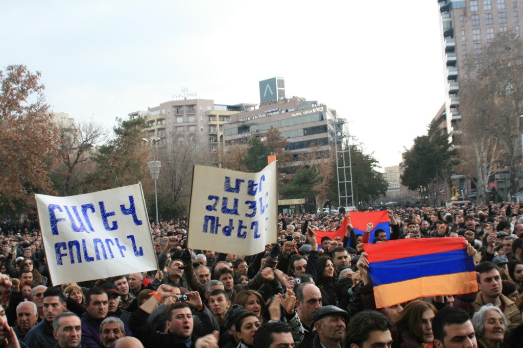 A scene from the gathering at Freedom Square on Feb. 24 (Photo by Khatchig Mouradian)