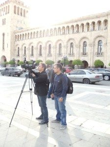 Bared Maronian while filming ‘Orphans of the Genocide’ in Yerevan