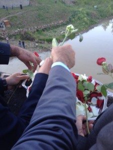 Throwing flowers in the Tigris