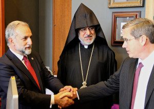 Archbishop Choloyan with Senator Kirk and ANCA Chairman Hachikian.