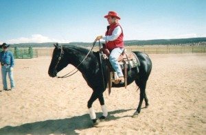 Ahnert aboard a horse in Utah during one of her many outdoor gallops.