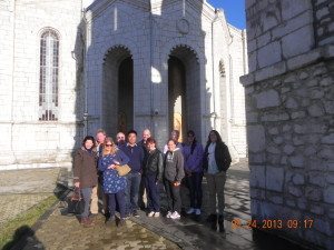 The group in front of Ghazanchetsots Cathedral