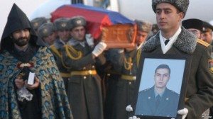 A scene from the funeral of slain Armenian soldier Gurgen Margaryan (Photo: Photolur)