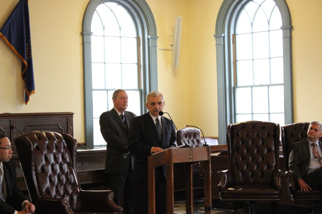 US Senator Jack Reed speaking at Cranston City Hall