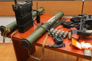 Some of the weapons seized from the Azerbaijani commandos