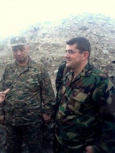 NKR Prime Minister Ara Harutyunyan spent the nights of August 3 and 4, 2014 visiting with soldiers on the front line. (Photo by Artak Beglaryan)