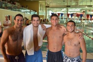 The New Jersey Medley Relay Team: Adam Boyajian, Kyle Dinkjian, Matthew Tarzian, and Haig Sarajian