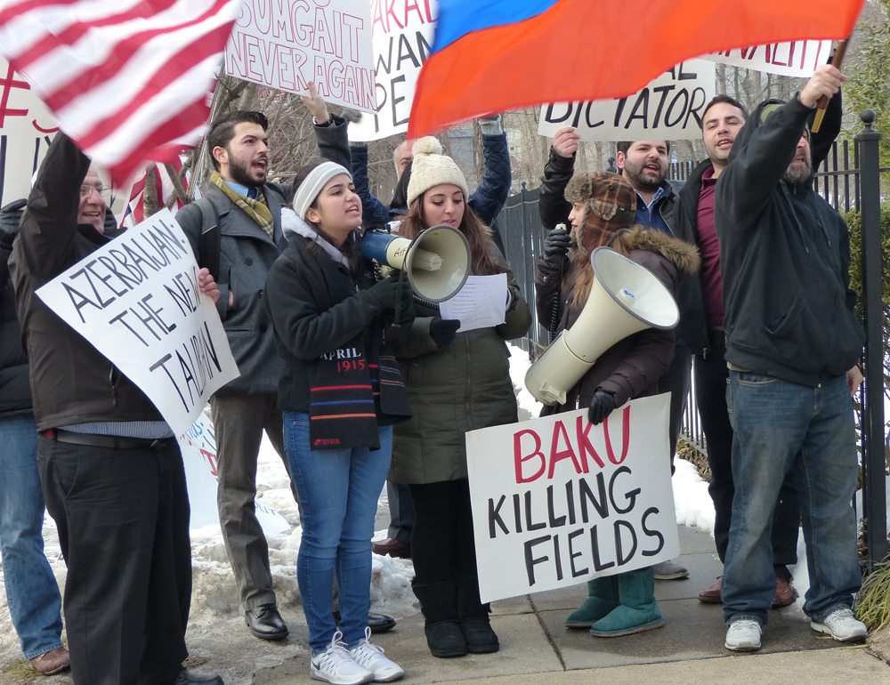 A scene from the annual Armenian Youth Federation Washington D.C. Ani Chapter organized protest commemorating the 25th anniversary of the Baku pogroms and in remembrance of all victims of Azerbaijani aggression.