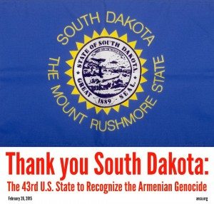 South Dakota is the 43rd state to recognize the Armenian Genocide.