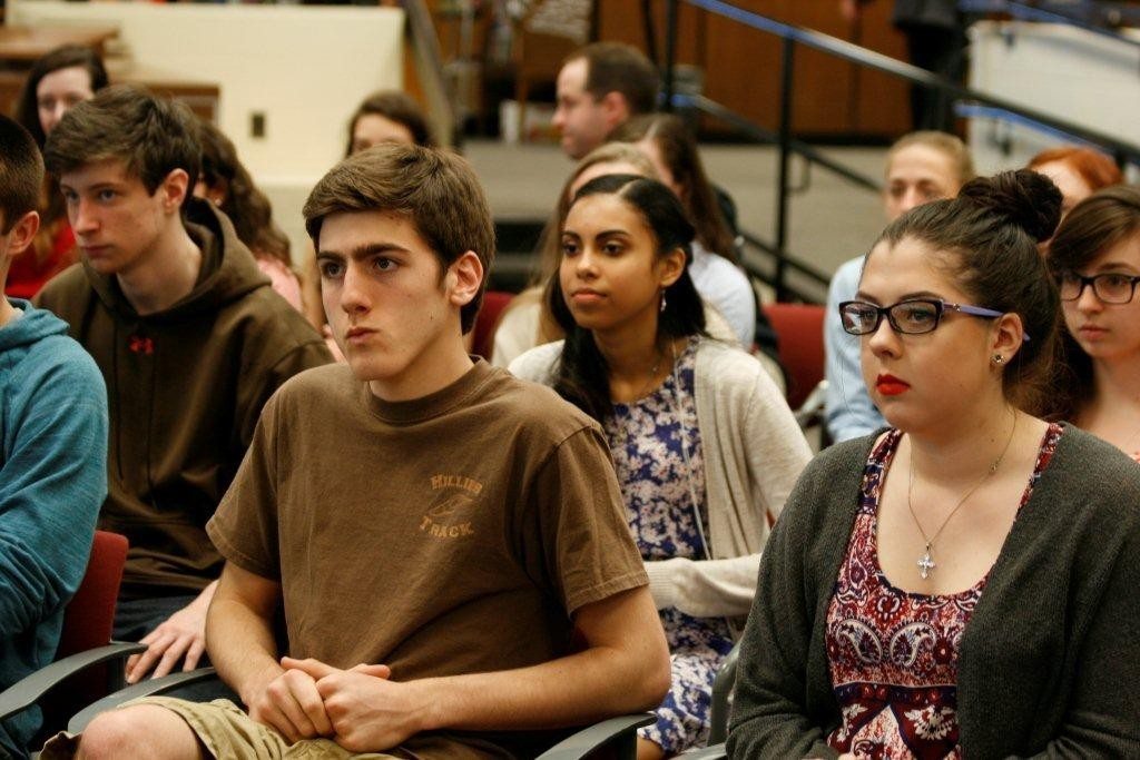 Advanced Placement students listen to a presentation by the Armenian Genocide Education Committee of Merrimack Valley. (Photo: Tom Vartabedian)