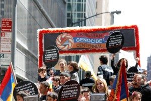 A scene from the Armenian Genocide commemoration in Times Square (photo: Tom Vartabedian)