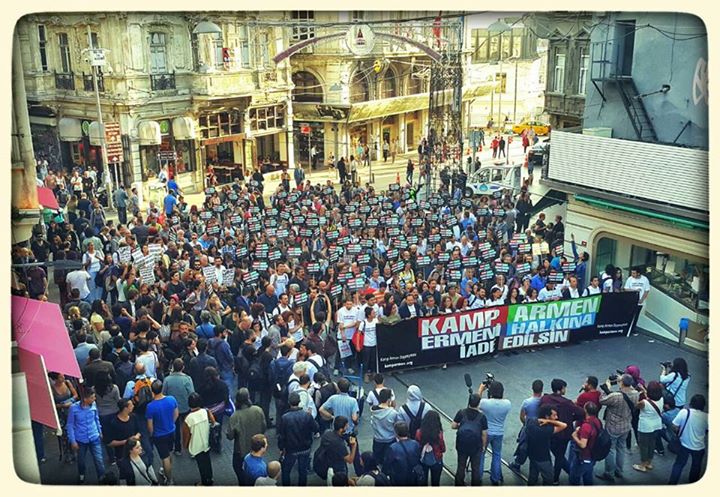 A scene from the protest (Photo: 'Kamp Armen Yıkılmasın' Facebook page)
