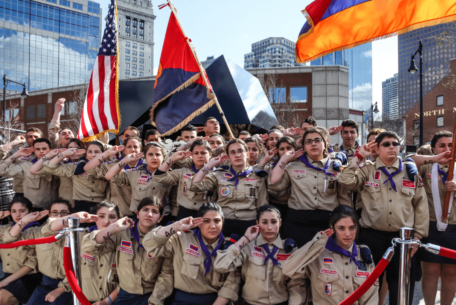 The Homenetmen Scouts at the commemoration. (photo: Aaron Spagnolo)