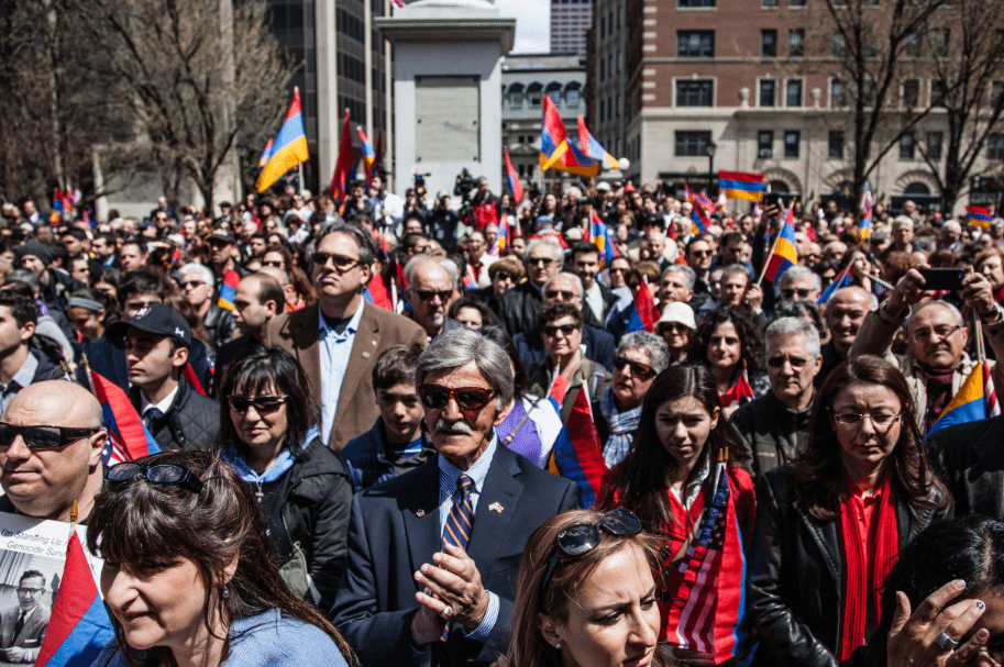 Nearly 3,000 people marched from the Massachusetts State House to the Armenian Heritage Park as part of a series of events to mark the Centennial of the Armenian Genocide. (photo: Aaron Spagnolo)