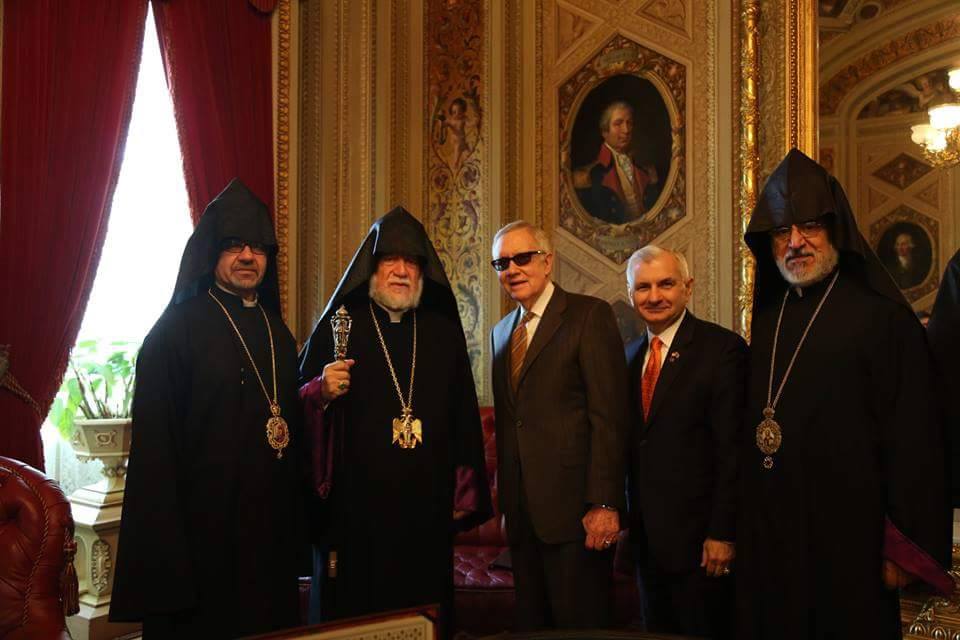 His Holiness Aram I with U.S. Senate Democratic Party leader Harry Reid, and Senator Jack Reed 