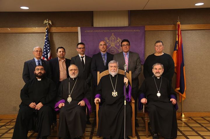 His Holiness Aram I with members of his delegation and Detroit area community activists