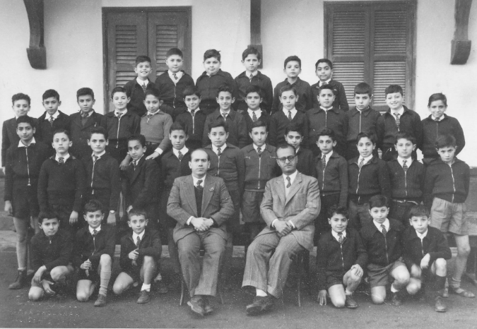 a 3rd grade class in the Armenian “Kalousdian” School in Cairo, Egypt, taken in 1953. (Vart Adjemian - second row, fourth from left) 