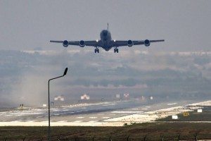 A Turkish plane takes off from the Incirlik airbase in southern Turkey in August 2013. PHOTO: VADIM GHIRDA/ASSOCIATED PRESS