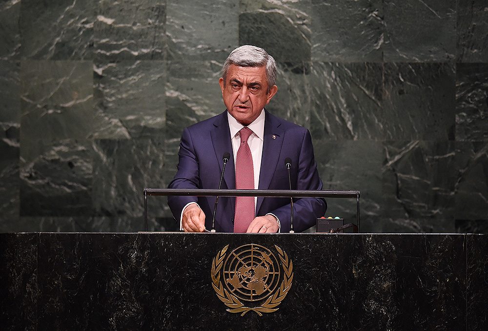 President Sarkisian addressing the UN General Assembly on Sept. 29 (Photo: president.am)