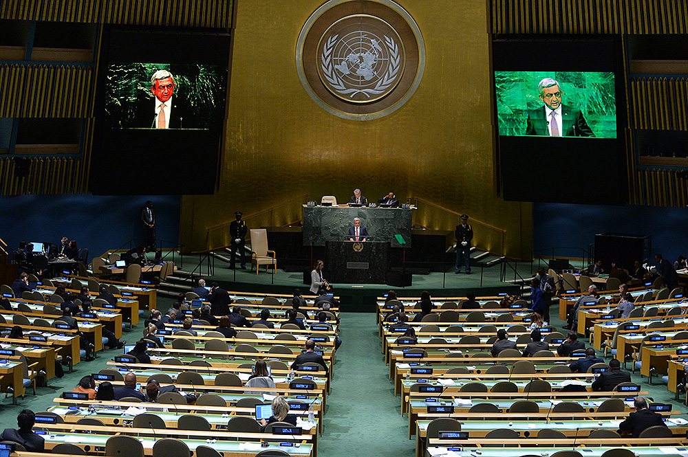 President Sarkisian addressing the UN General Assembly (Photo: president.am)