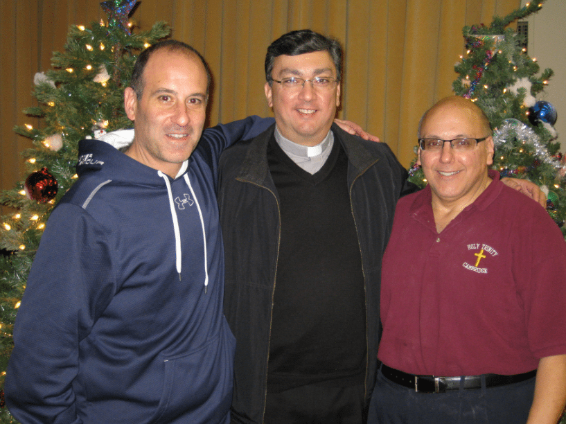(L-R) Gregory A. Kolligian, Jr., and Ara Hollisian, bazaar co-chairmen, with Fr. Vasken A. Kouzouian, pastor, Holy Trinity Armenian Church