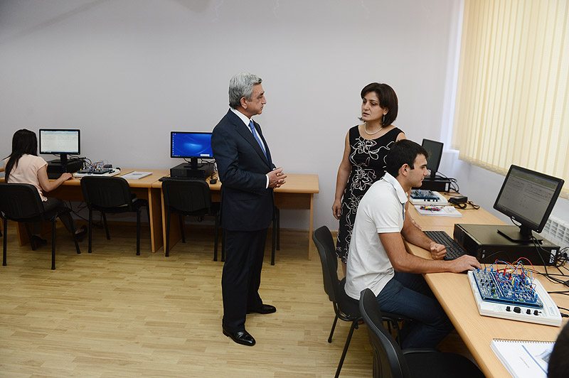 President Sarkisian attends the opening of the Armenian National Engineering Laboratories (ANEL) in 2013
