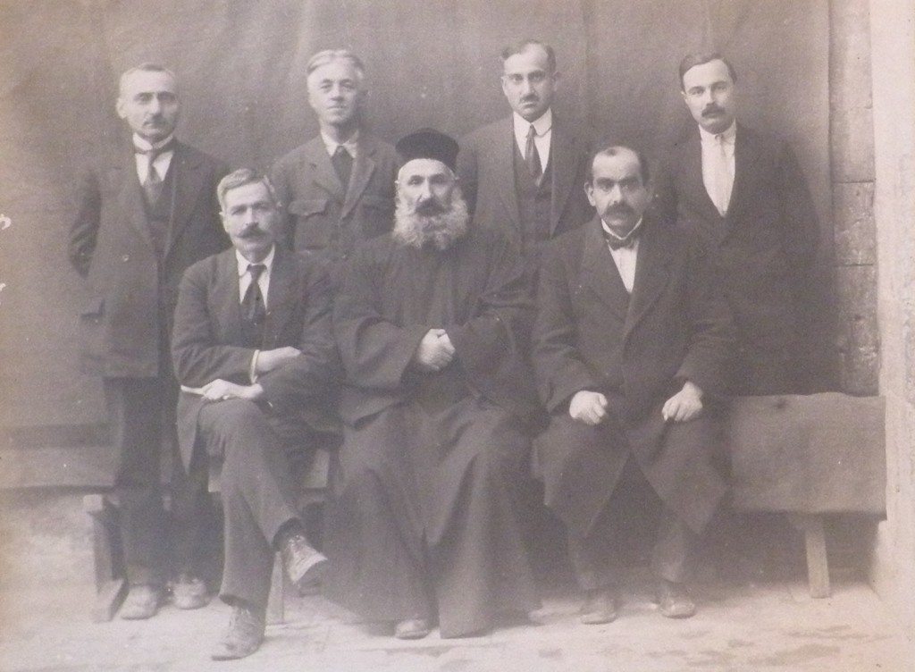 Father Haroutyoun Yessayan (center), who chaired the Council until Ottoman Turkish authorities arrested and imprisoned him. (Source: AGBU Nubar Library, Paris)