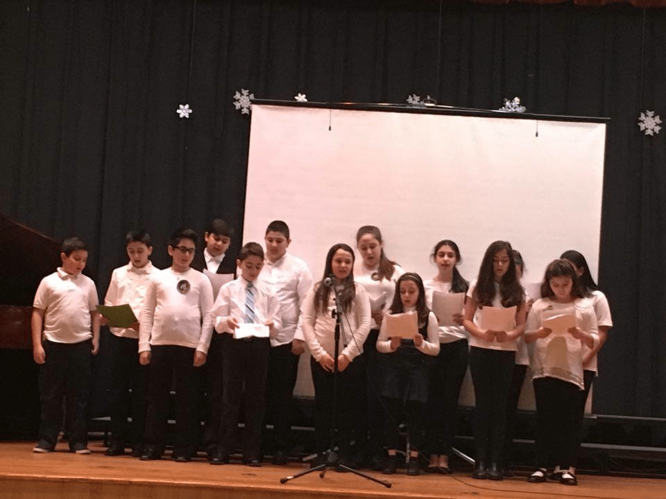 A group of students from the Nareg Armenian Saturday School reciting poems from Charents