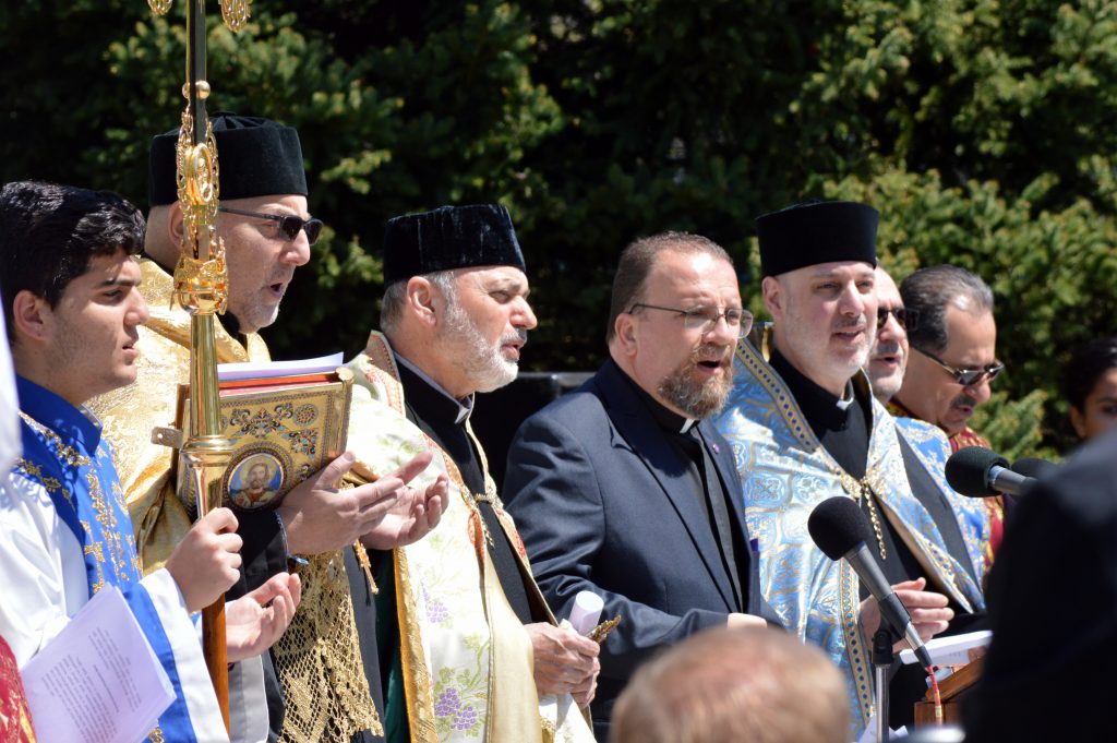 (L-R) Rev. Shnork Souin, Arch Priest Rev. Gomidas Baghsarian, Rev. Hagop Manjelikian, and Rev. Kapriel Nazarian