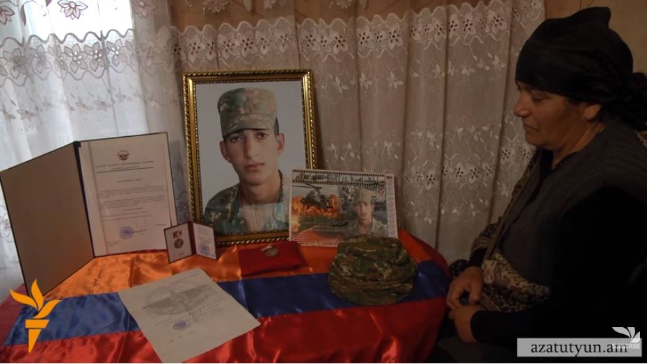 Sloyan's mother mourns her son's death (Photo: screenshot from Azatutyun.am video)