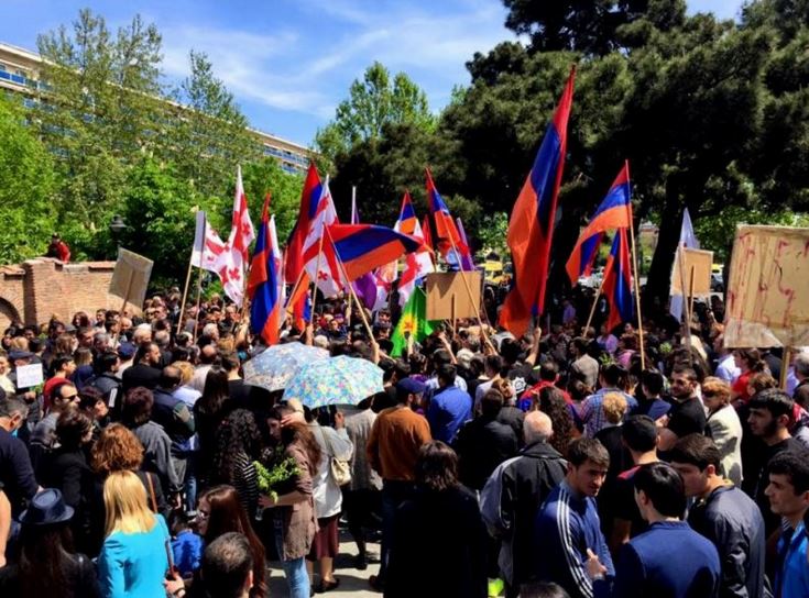 A scene from the Tblisi protest (Photo: Armenian Community of Georgia)