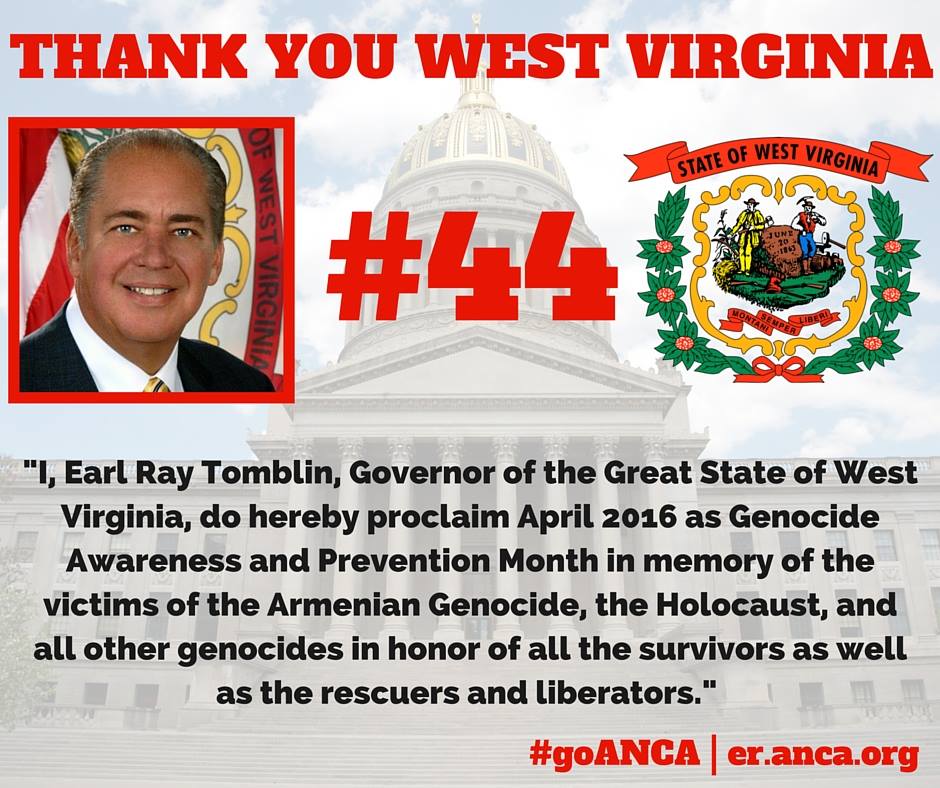 West Virginia Becomes 44th U.S. State to Affirm the Armenian Genocide.