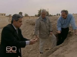 Balakian and the 60-Minutes TV crew dig for bones in Der Zor.