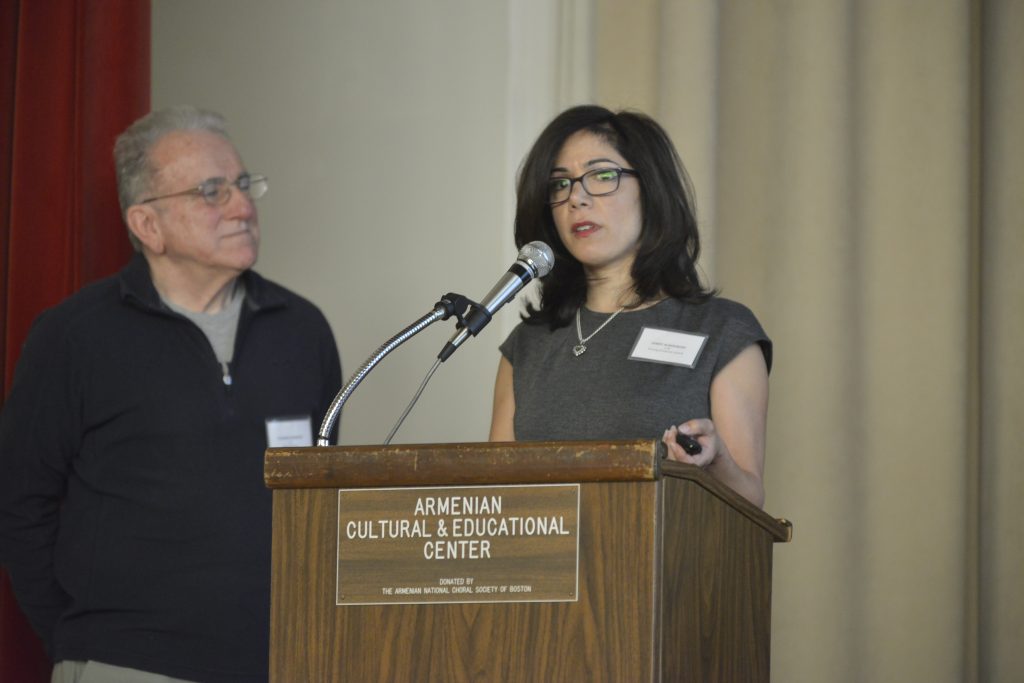 Steve Kurkjian and Janet Andreopoulos speaking on how DNA can play a role in Armenian family research (Photo: Kenneth Martin)