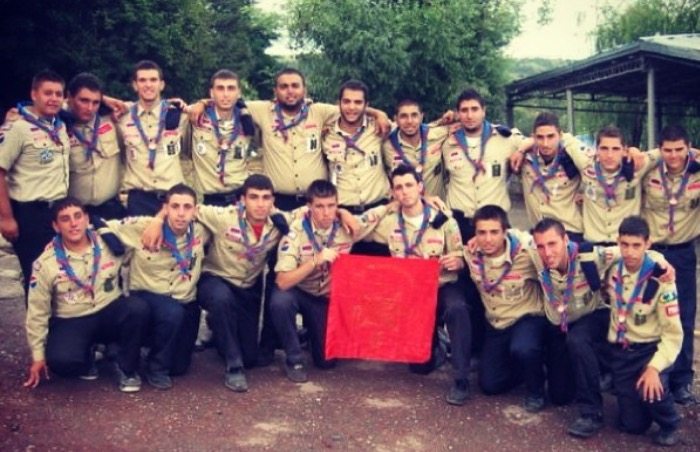 Homenetmen Boston Chapter scouts in Armenia, 2010 (the author is pictured second from the left, bottom row)