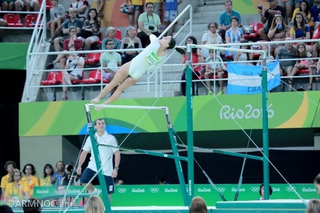 Gebeshian is likely to have a gymnastics skill named after her, following her Aug. 7 performance on the uneven bars—routine that included a 360 degree turn to get from the low bar to the high bar, in what she calls 'The Gebeshian.' (Photo: Armenian NOC)