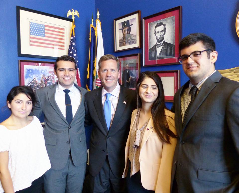 The ANCA's Leo Sarkisian Interns with Congressional Armenian Caucus Co-Chair Robert Dold (R-Ill.) after a discussion on Artsakh freedom, the US-Armenia relationship, US policy on the Armenian Genocide, and life on Capitol Hill.