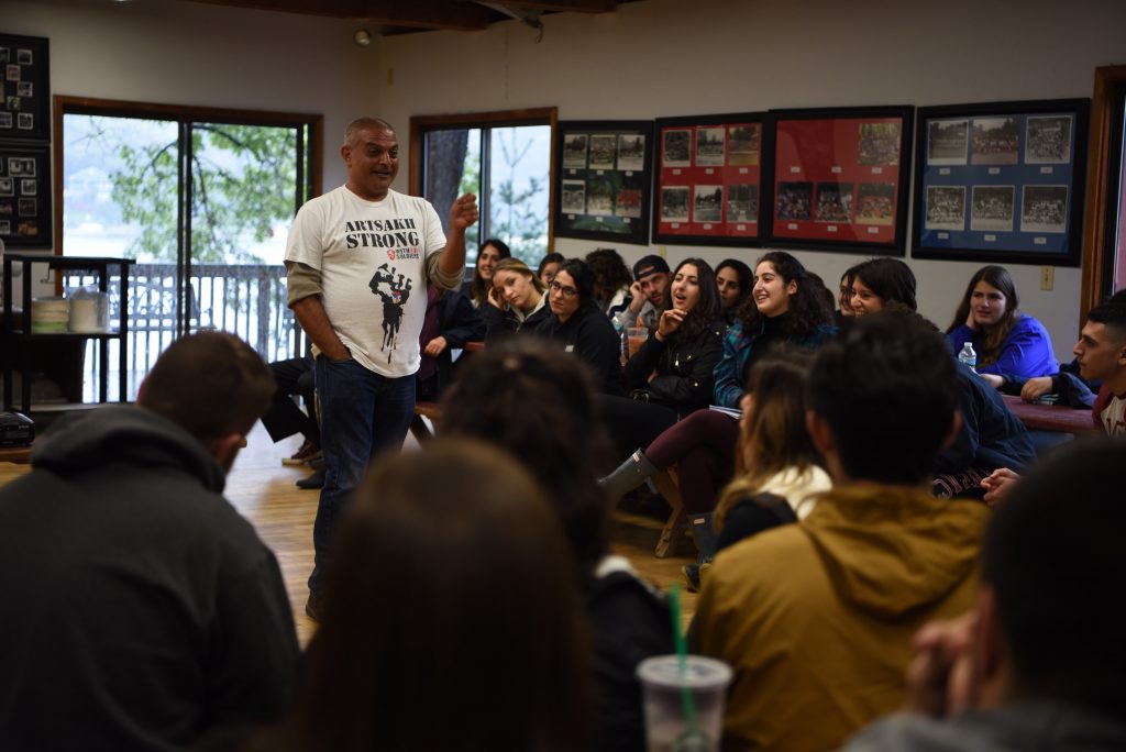 Asbarez English editor Ara Khachatourian delivering his lecture (Photo: Knar Bedian)