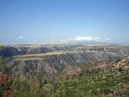 The landscape near the village of Ishkanadzor, Nagorno-Karabagh. Roughly 200 Syrian and and Lebanese Armenian refugees have been resettled in the area. (Photo courtesy of Chris Bohjalian)