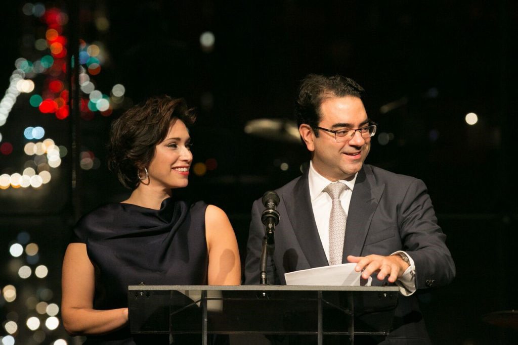 AGBU Central Board members Ani Manoukian and Sarkis Jebejian presenting awards to Global Armenians at the AGBU 110th Anniversary Gala.