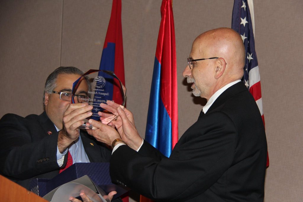 Honoree Dr. Levon Avdoyan accepting his award
