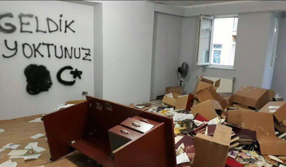 Armenian HDP parliamentarian Garo Paylan shared this photo of the HDP Istanbul offices after the police raid (Photo: Garo Paylan Facebook page)