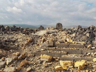 Press TV published this photo taken on Jan. 27 from an unidentified social media account showing the ruins of the Ain Dara Temple following a Turkish shelling in Afrin (Photo: Press TV)