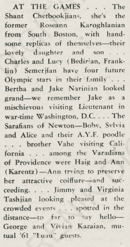 A snippet of Angel’s 1962 Olympic Article