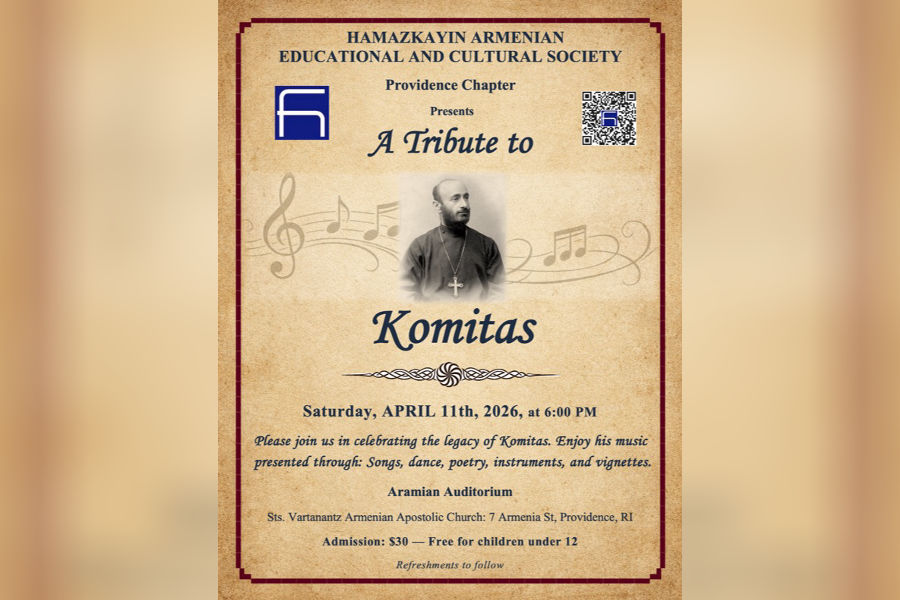 Hamazkayin of Rhode Island announces ‘A Tribute to Komitas’